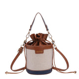 Women Shoulder Bags Cylinder PU Leather Bucket Crossbody Bag