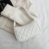 Shoulder Bag Texture Zipper Solid Handbag for Women Lingge Shopping Bag