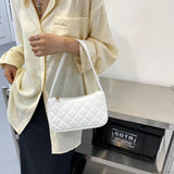 Shoulder Bag Texture Zipper Solid Handbag for Women Lingge Shopping Bag