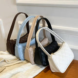 Shoulder Bag Texture Zipper Solid Handbag for Women Lingge Shopping Bag