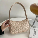 Shoulder Bag Texture Zipper Solid Handbag for Women Lingge Shopping Bag