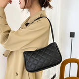 Shoulder Bag Texture Zipper Solid Handbag for Women Lingge Shopping Bag