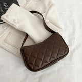 Shoulder Bag Texture Zipper Solid Handbag for Women Lingge Shopping Bag