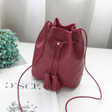 Solid Women Bucket Shoulder Bag PU Leather Crossbody Bag
