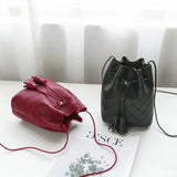 Solid Women Bucket Shoulder Bag PU Leather Crossbody Bag