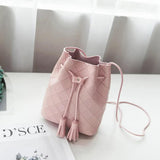 Solid Women Bucket Shoulder Bag PU Leather Crossbody Bag