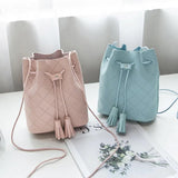 Solid Women Bucket Shoulder Bag PU Leather Crossbody Bag