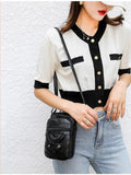 Retro Leather Crossbody Bag for Women Small Phone Shoulder Handbag