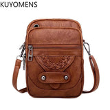 Retro Leather Crossbody Bag for Women Small Phone Shoulder Handbag