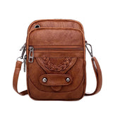 Retro Leather Crossbody Bag for Women Small Phone Shoulder Handbag