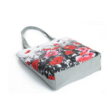 Red Flowers Handbags For Female Floral Print Shoulder Shopping High Capacity