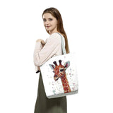 Watercolor Giraffe Deer Print Tote Bag For Women