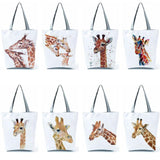 Watercolor Giraffe Deer Print Tote Bag For Women