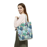 Floral Print Cactus Tote Bag for Women, High Capacity Handbag
