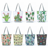 Floral Print Cactus Tote Bag for Women, High Capacity Handbag