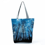 Starry Sky Print Handbag Women Landscape Shoulder Bag High Capacity Tote