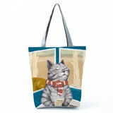 Hot Cat Printed Handbag High Capacity Women Shoulder Bag