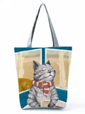 Hot Cat Printed Handbag High Capacity Women Shoulder Bag
