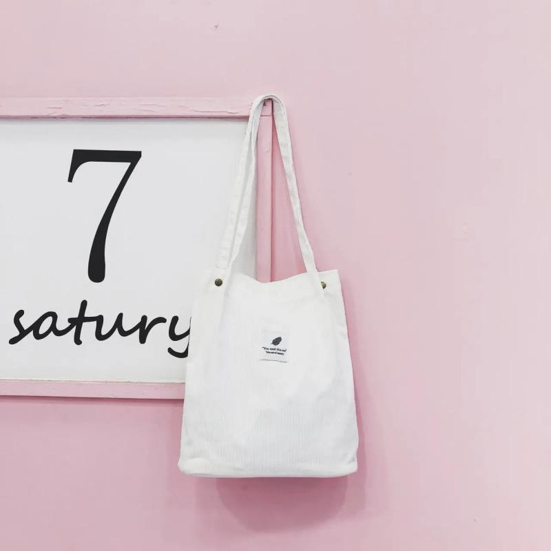 Corduroy Shopping Bag Female Canvas Shoulder Bag