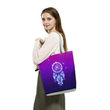 Boho Style Dream Catcher Girls Handbags Feather Printed Tote Bag