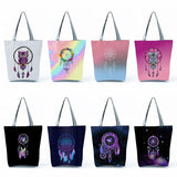 Boho Style Dream Catcher Girls Handbags Feather Printed Tote Bag