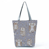 Cartoon Owl Printed Handbag Birds High Capacity Eco Portable Shopping Bag