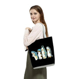 Eco Reusable Travel Handbag Shark Suit Cat Print Shoulder Bag