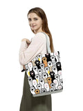 Floral Cat Print Women Shopping Bag Polyester Shoulder Bag