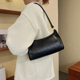 Women's Embroidered Shoulder Bag PU Leather Handbag with Zipper