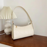 Women's Embroidered Shoulder Bag PU Leather Handbag with Zipper
