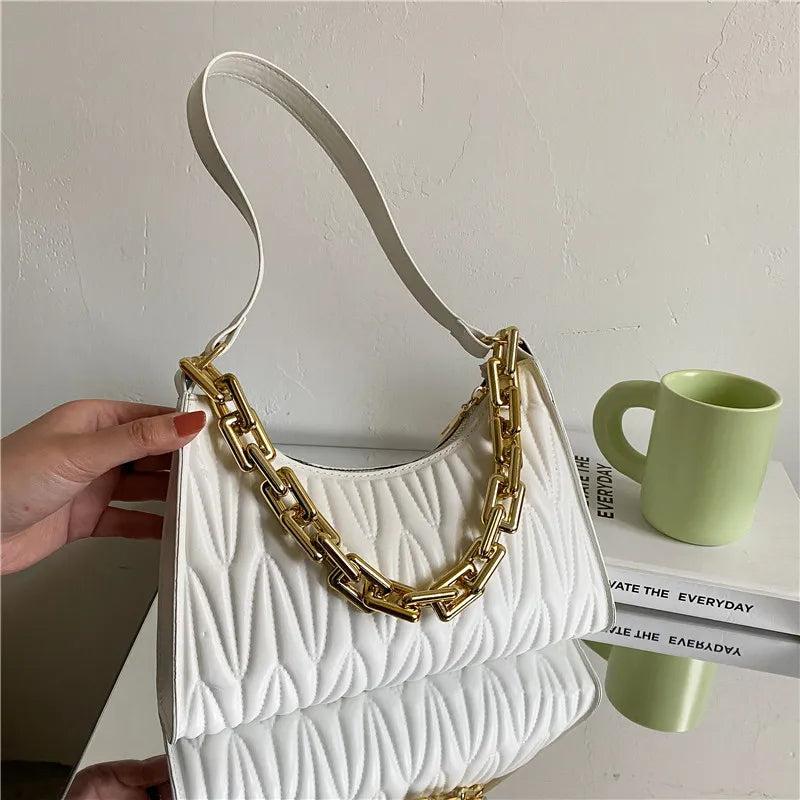 Acrylic Women's Bag PU Leather Diamond Check Shoulder Bag Female Texture Zipper