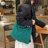 Vintage Knitted Crossbody Bag Large Capacity Solid Handbag