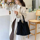 Vintage Knitted Crossbody Bag Large Capacity Solid Handbag