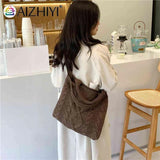 Vintage Knitted Crossbody Bag Large Capacity Solid Handbag