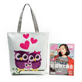 Miyahouse Owl Printed Shoulder Bag Tote Handbag Canvas Beach Bag Lady Shopping