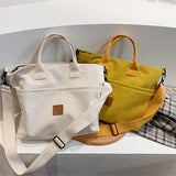 Women Canvas Handbag Shoulder Bag Solid Crossbody Bag Casual Tote