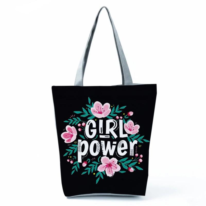 Summer Flower Letter Shoulder Bags Foldable Shopping Bag Women Large Capacity