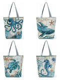 Ukiyoe Marine Organism Printed Tote Bag Large Women's Eco Shopper