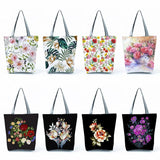 Floral Print Handbags Lady Shoulder Bags Foldable Beach Tote Women