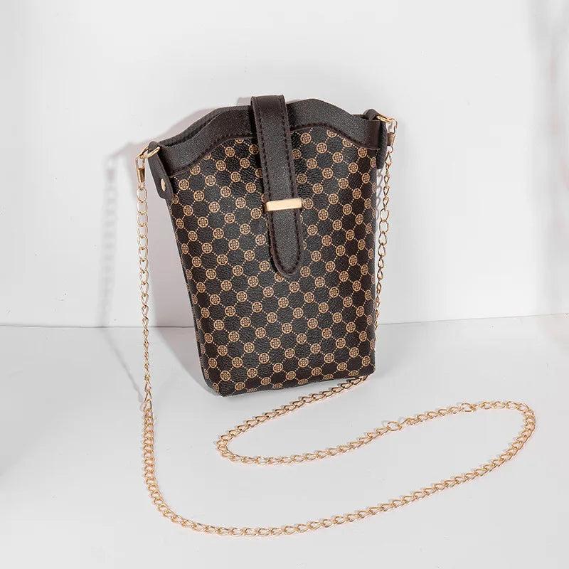 Retro Printing Mini Bucket Bag Chain Handbag