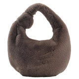Soft Plush Women's Handbag Half Moon Handle Bag Phone Purse