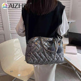 Quilted Shoulder Bag with Pompom Pendant