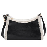 Retro Lamb Wool Crossbody Bag Solid Daily PU Leather Shoulder Bag