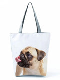 Pug Printed Eco Shopping Bag High Capacity Travel Tote