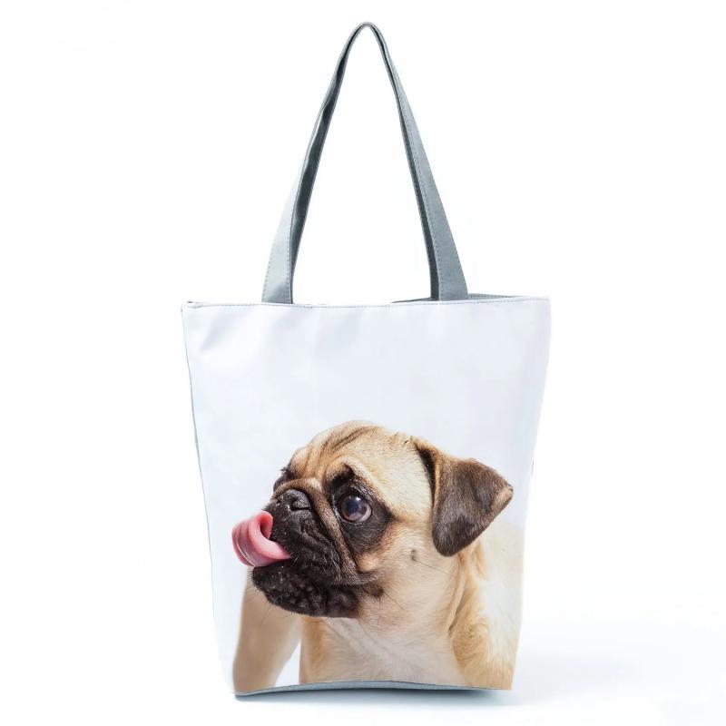 Pug Printed Eco Shopping Bag High Capacity Travel Tote
