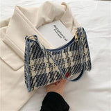 Women Plaid Zipper Handbags Small Shoulder Bag Female Contrast Messenger Bag