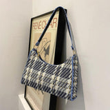 Women Plaid Zipper Handbags Small Shoulder Bag Female Contrast Messenger Bag