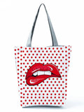 Sexy Red Lips Printed Female Shopping Bag