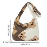 Soft Plush Bear Shoulder Bag Furry Fluffy Tote Crossbody Large Capacity