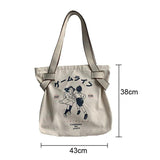 Women's Canvas Shoulder Bag Large Capacity Handbag Eco-Friendly Shopping Tote